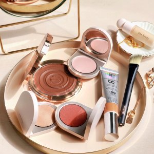 @spacenk&rsquo;s instagram photo of Rare Beauty Liquid Touch Brightening Concealer,Charlotte Tilbury Beautiful Skin Sun-Kissed Glow Bronzer,IT Cosmetics CC+ Cream Original SPF50+,Rose Inc Blush Divine Radiant Lip & Cheek Colour,Rose Inc Solar Radiance Hydrating Cream Highlighter