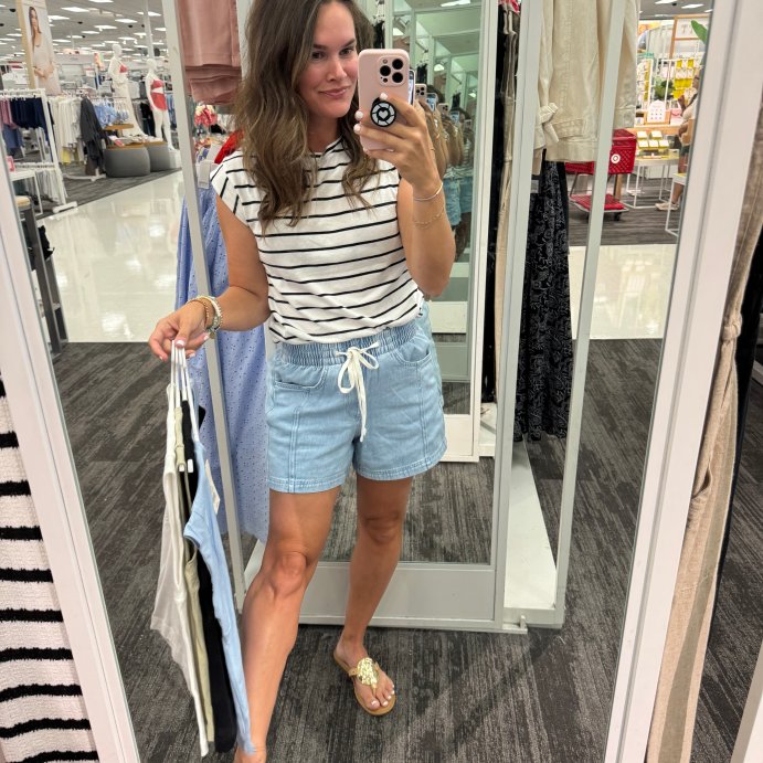 user image by julienfranks, Women's High-Rise Drawstring Denim Beach Shorts - Universal Thread™