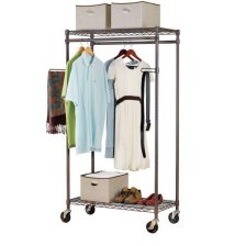 Shop type A Perspective Heavy-Duty Portable Freestanding Clothing Rack with 2 Closet Rods and more