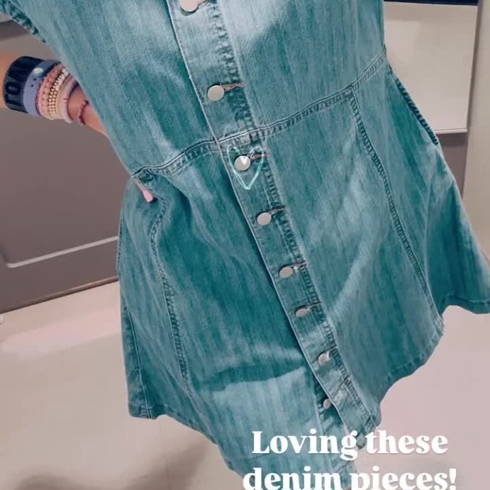 user image by @blondemamastyle, Women's Denim Flouncy Dress - Universal Thread™