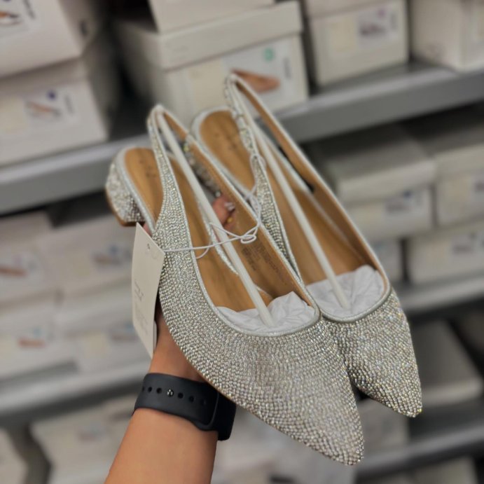 user image by @shoppwithjasss, Women&#39;s Elle Rhinestone Slingback Pointed Toe Heels - A New Day&#8482; Silver