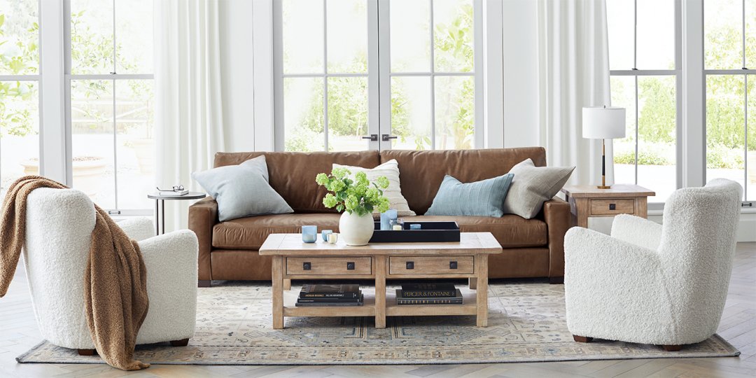Turner Leather Sofa Pottery Barn Reviews Baci Living Room