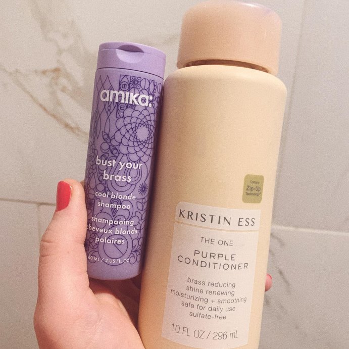 user image by @alamere, Kristin Ess The One Purple Conditioner Toning for Blonde Hair, Neutralizes Brass and Sulfate Free - 10 fl oz