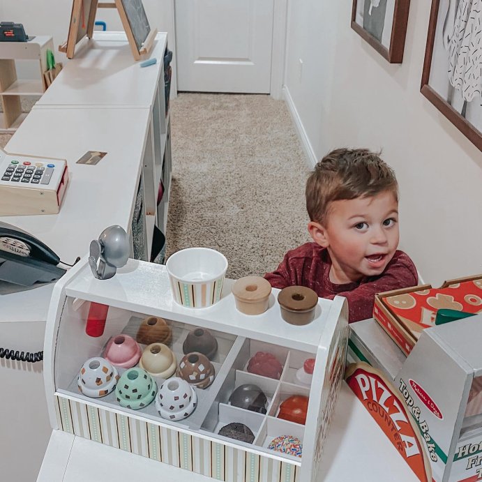 user image by @casswollard, Melissa &#38; Doug Top &#38; Bake Wooden Pizza Counter Play Set with Play Food Preschool Toy - 41pc