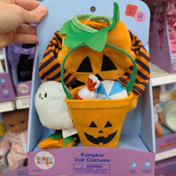 user image by @abbys_findsandfaves, 14&#34; Baby Doll Halloween Pumpkin Outfit - Gigglescape&#8482;