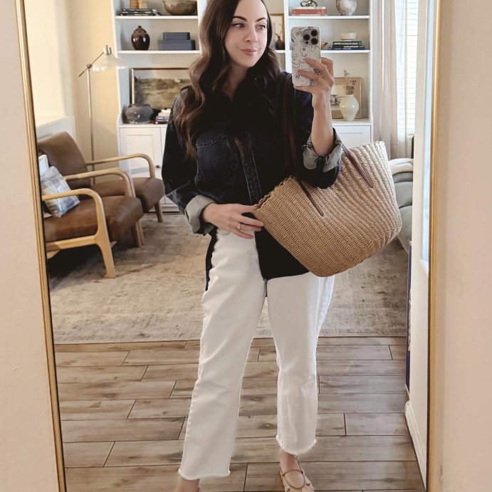 user image by @sara_mudrenko, Women's Relaxed Fit Denim Button-Down Shirt - Universal Thread™