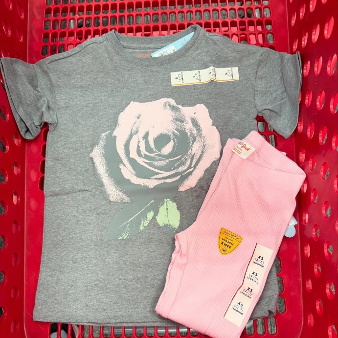 user image by @thislovelylife_of_five, Girls' Short Sleeve Oversized Rose Graphic T-Shirt - Cat & Jack™ - Gray