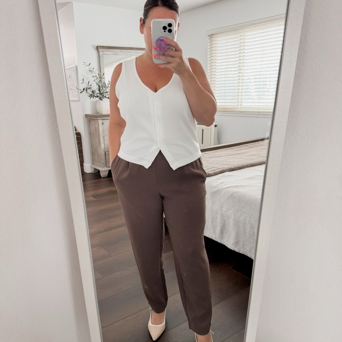 user image by @camp_bellez_closet, Women's Ribbed Button-Down Vest - A New Day™