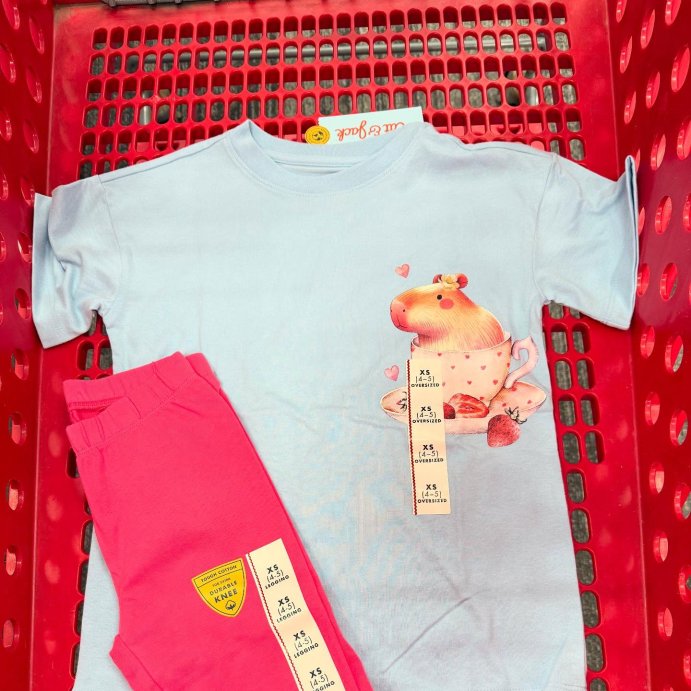 user image by @thislovelylife_of_five, Girls&#39; Short Sleeve Oversized Capybara Graphic T-Shirt - Cat &#38; Jack&#8482; Light Blue