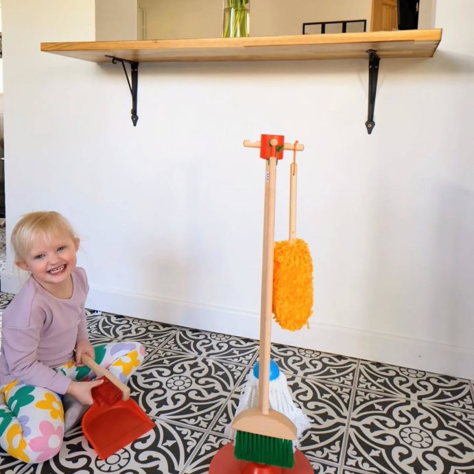 user image by @athomewithcharl, Melissa &#38; Doug Dust! Sweep! Mop! 6pc Wooden Pretend Play Preschool Cleaning Set