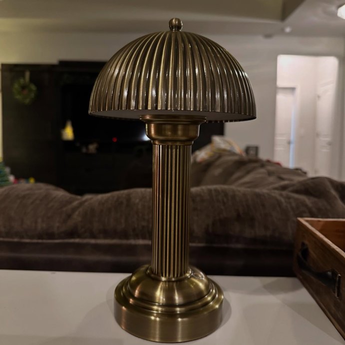 user image by @momwifeandlifefinds, 11.5" Fluted Metal Rechargeable Library Table Lamp (Includes LED Light Bulb) - Hearth & Hand™ with Magnolia