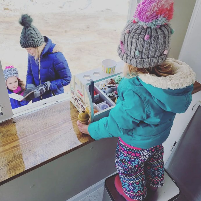 user image by @saddleup_coffee_icecream, Melissa &#38; Doug Wooden Scoop and Serve Ice Cream Counter With Play Food and Accessories - 28pc