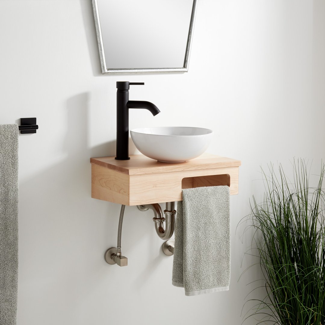 18" Nadiya WallMount Vessel Sink Vanity Unfinished Maple Vanities