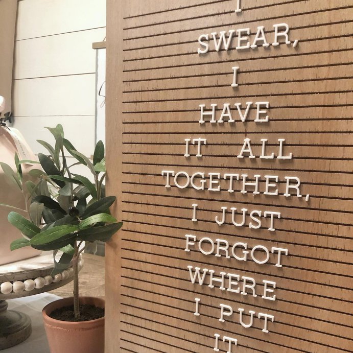 user image by @pondycreekplace, 14&#34;x 14&#34; Wood Letter Board Brown - Threshold&#8482;: MDF Traditional Typography Wall Sign Panel, No Battery Required
