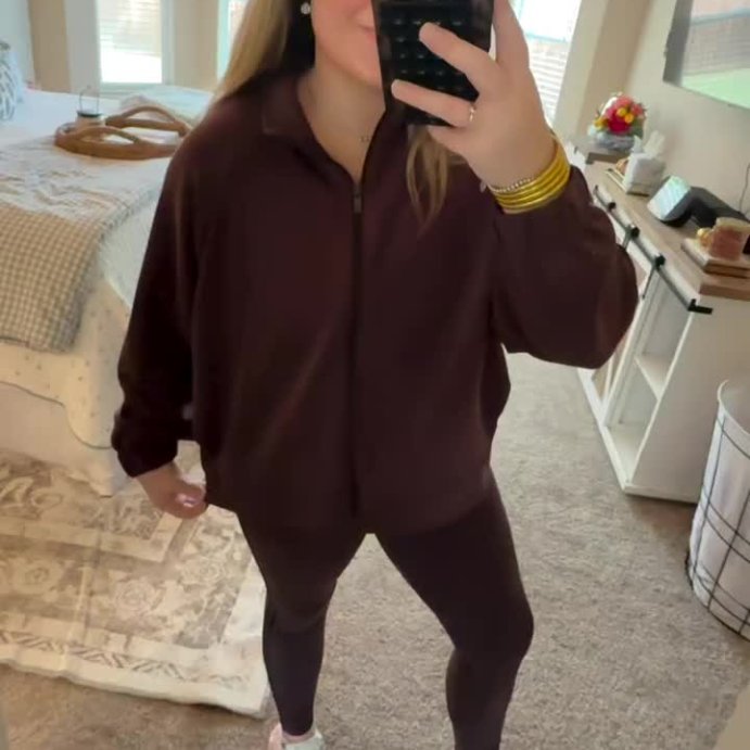 user image by @indieclement, Women's Airy Sleek Ribbed Full Zip Jacket - All In Motion™ Brown