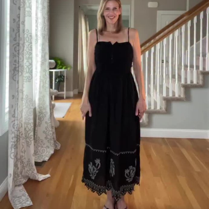 user image by @kelly.bondra, Women&#39;s Button-Front Smocked Maxi Sundress - Universal Thread&#8482; Black