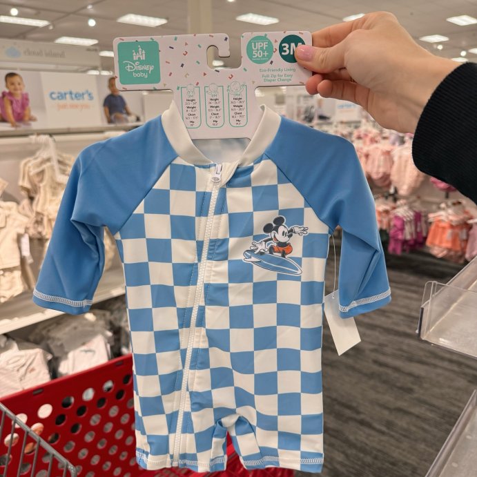 user image by @targettrendsetter, Baby Boys' Disney Mickey Mouse Surfing Full Zip Long Sleeve Rash Guard Unisuit - Blue