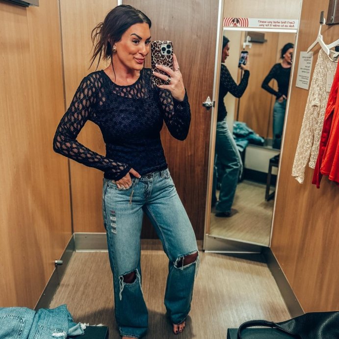 user image by @thesimplychicstyle, Women's Long Sleeve Lace Top - A New Day™