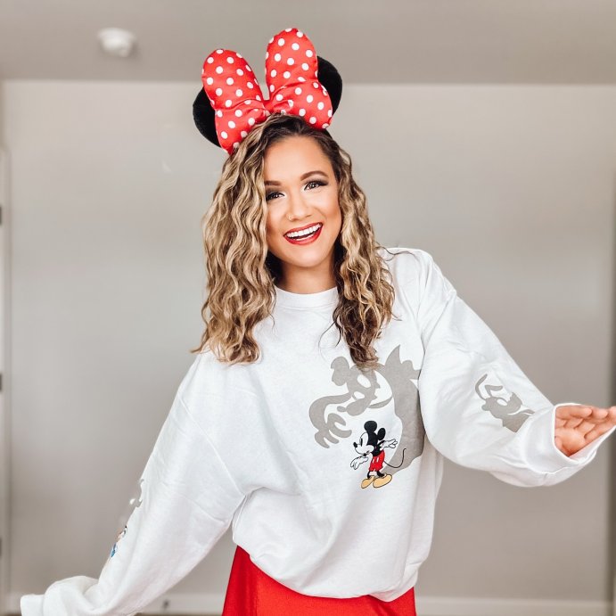 user image by @miss_amandaleeann, Women's Mickey & Friends Shadows Graphic Sweatshirt - White
