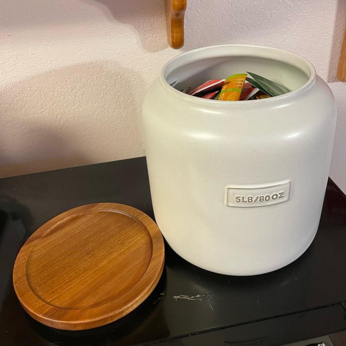 user image by @tbrodela, Dry Goods Stoneware Canister with Wood Lid Cream/Brown - Hearth & Hand™ with Magnolia
