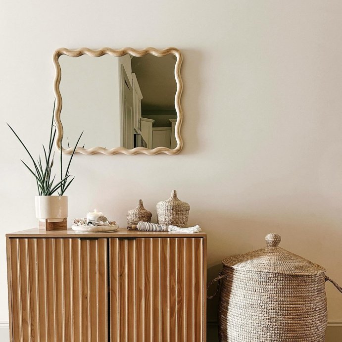 user image by @mrs.paulina.wise, 24&#34;x 30&#34; Scalloped Wall Mirror Natural Wood - Threshold&#8482;: Modern Style, Rectangle Shape, Wood Frame, Wall Mount