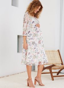 Shop Isabella Oliver Posie Maternity Dress-Soft White Foliage Print and more