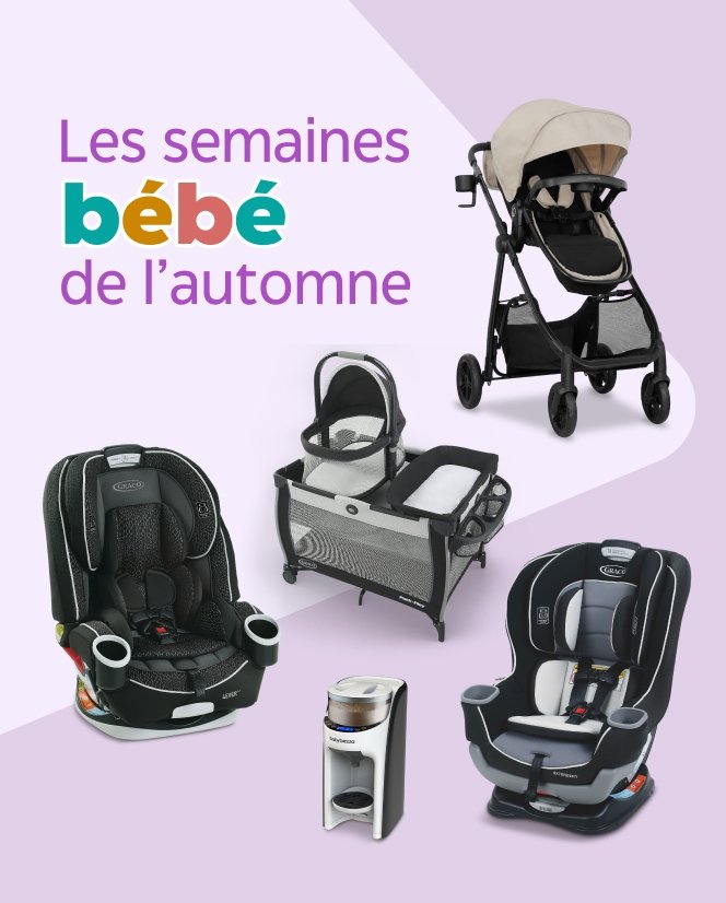 Shop Système de voyage modulaire Evenflo Omni Signature, Siège d'auto pour enfant Graco 4Ever 4-en-1, Raega, Parc pour bébé Pack 'n Play Graco Day2Dream Hutton, Baby Brezza Formula Pro - Robot culinaire avancé p, Siège d'auto transformable Graco Extend2Fit, harna and more