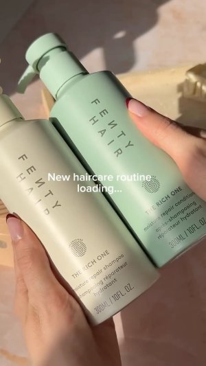 @spacenk&rsquo;s instagram video of Fenty Beauty Fenty Hair The Homecurl Curl Defining Cream,Fenty Beauty Fenty Hair The Rich One Moisture Repair Conditioner,Fenty Beauty Fenty Hair The Rich One Moisture Repair Shampoo