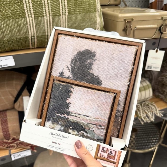 user image by @neutralcuratedhome, 2pc 5.5&#34;x5.5&#34; and 7.5&#34;x9.5&#34; Landscape Burlap Wall Art Set - Hearth &#38; Hand&#8482; with Magnolia