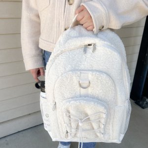Gear-Up Cream Solid Cozy Sherpa Backpack | Pottery Barn Teen display picture 3