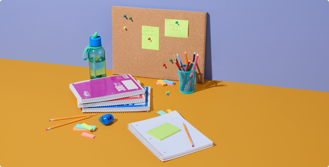 Shop Crayons de couleur Crayola, paq. 24, Gourde en plastique pour enfants Contigo avec paille escamotable, nettoyage facile, vert, 414&nbsp;mL, Cahier de notes ligné à 3 sujets Hilroy, 300 pages, Carnet de notes Post-It, Crayons graphites Paper Mate Canadiana, HB no. 2, , Cahier à feuilles lignées à 1 sujet Cambridge, 80 pages and more