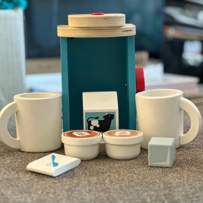 user image by @fancynewcandace, Melissa &#38; Doug 11-Piece Brew and Serve Wooden Coffee Maker Set - Play Kitchen Accessories