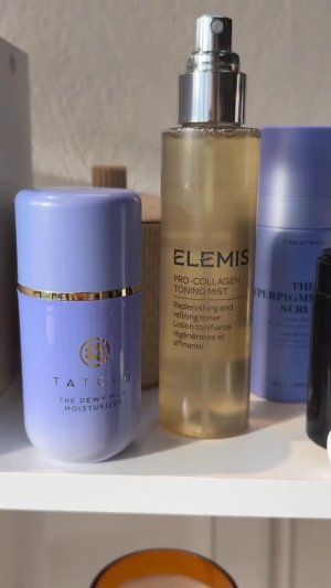 @spacenk&rsquo;s instagram video of Tatcha Dewy Milk Moisturiser,Elemis Pro-Collagen Toning Mist,Skin Rocks The Hyperpigmentation Serum,Medik8 Liquid Peptides Advanced MP,Summer Fridays Lip Butter Balm