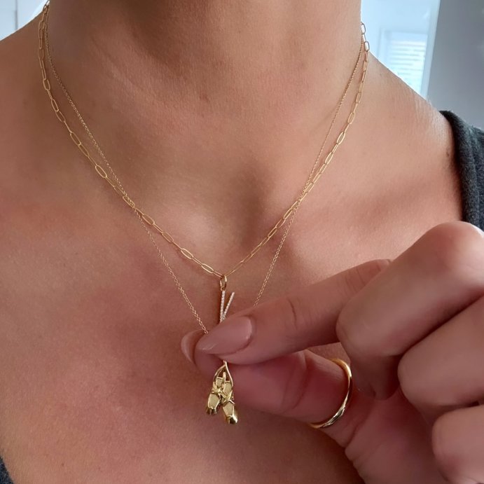 user image by @targetscallingme, Tiny Tags 14K Gold Ion Plated Dance Slipper Necklace