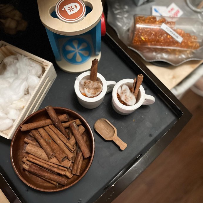 user image by @tiny_teachings, Melissa &#38; Doug 11-Piece Brew and Serve Wooden Coffee Maker Set - Play Kitchen Accessories
