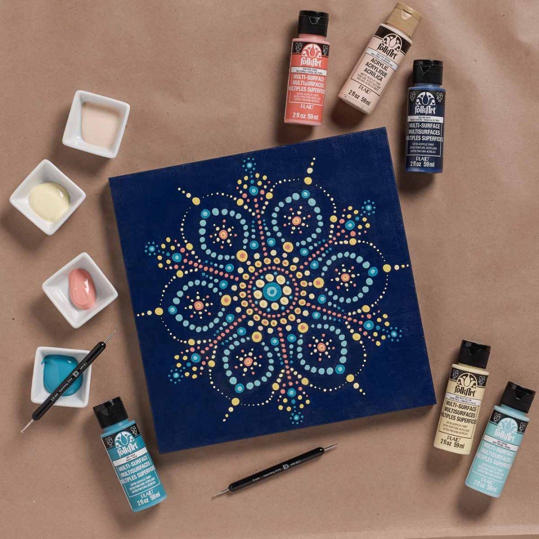  Plaid Traditional Mandala Modern Dot Kit, 14 x 14 Paint by  Numbers for Adults and Kids, Easy-to-Follow DIY Crafts, Art Supplies with A  Textured Finish, 17862