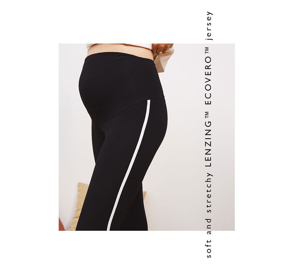 Shop Isabella Oliver Willow Maternity Leggings with LENZING™ ECOVERO™-Caviar Black & White and more