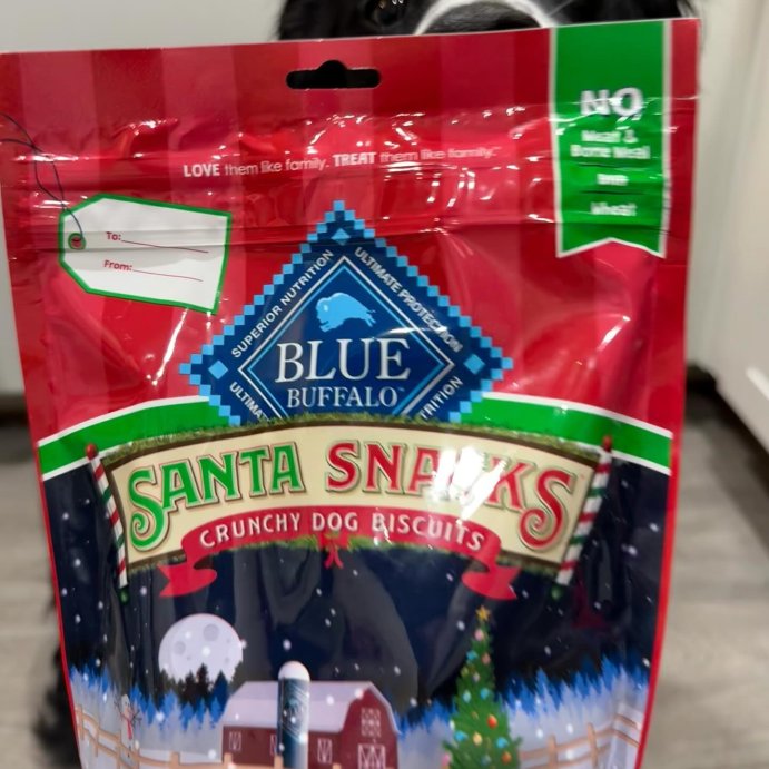 user image by @adognamedxenia, Blue Buffalo Santa Snacks Natural Crunchy Dog Treat Biscuits Oatmeal &#38; Cinnamon Treats - 11oz - Christmas