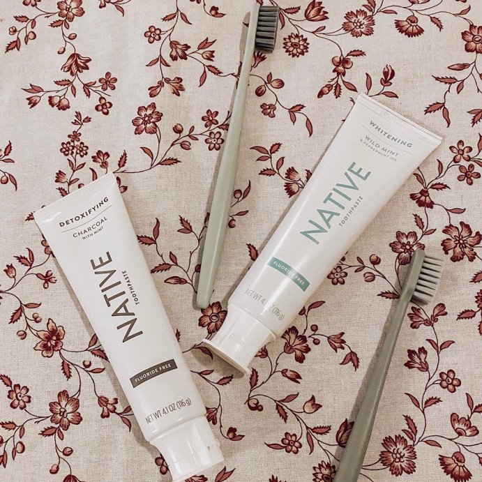 user image by @mamaincolour, Native Premium Whitening Wild Mint &#38; Peppermint Oil Fluoride Free Toothpaste - 4.1 oz