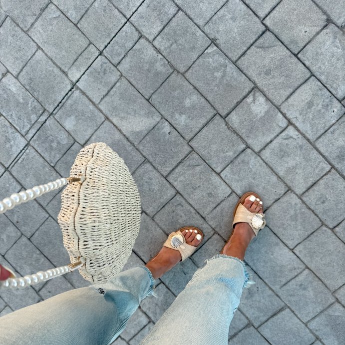 user image by @aimeeweidl_, Straw Clamshell Clutch Handbag - A New Day&#8482; Light Beige