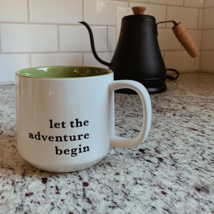 user image by @hopeful.essentials, 16oz Stoneware Let the Adventure Begin Mug Moss - Threshold&#8482;: Traditional Dark Green Coffee Mug, Dishwasher &#38; Microwave Safe