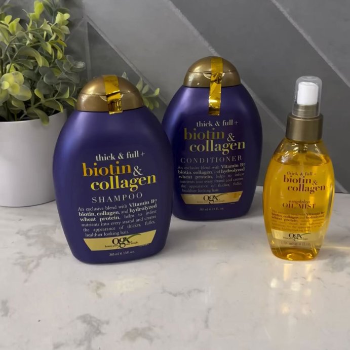user image by @heyitslydiia, OGX Biotin &#38; Collagen Weightless Hair Oil Mist - 4 fl oz
