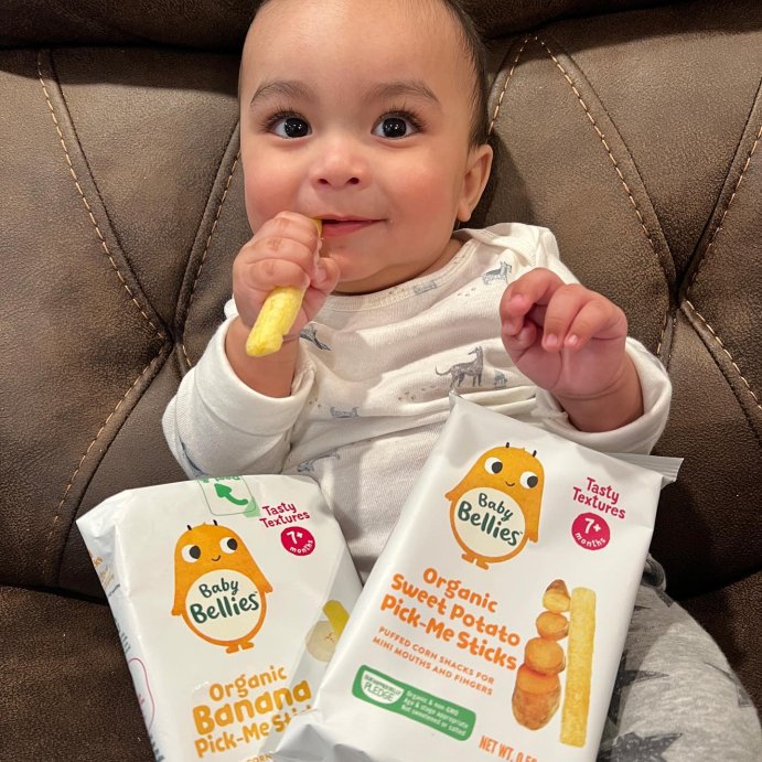 user image by @_xavier.santiago, Little Bellies Organic Sweet Potato Pick-Me Sticks Baby Snacks - 0.56oz