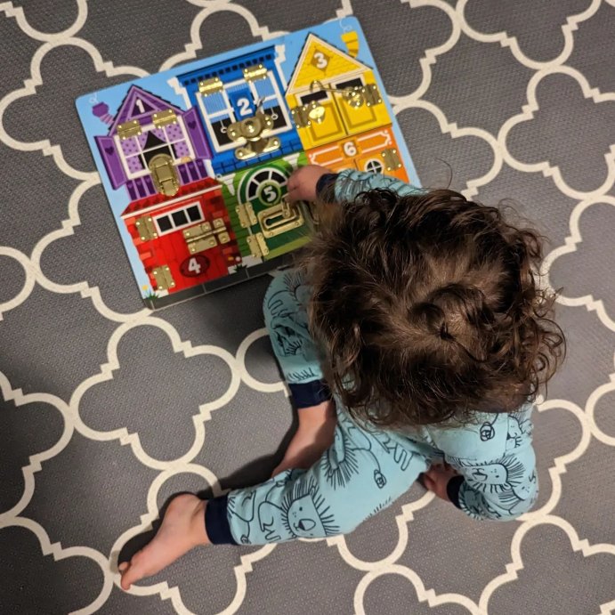 user image by @coldcoffeewithnatasha, Melissa &#38; Doug Latches Wooden Activity Board