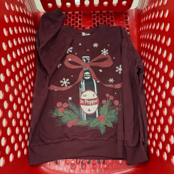 user image by @alleyezonfindz, Women's Dr Pepper Bow Fleece Graphic Sweatshirt - Burgundy