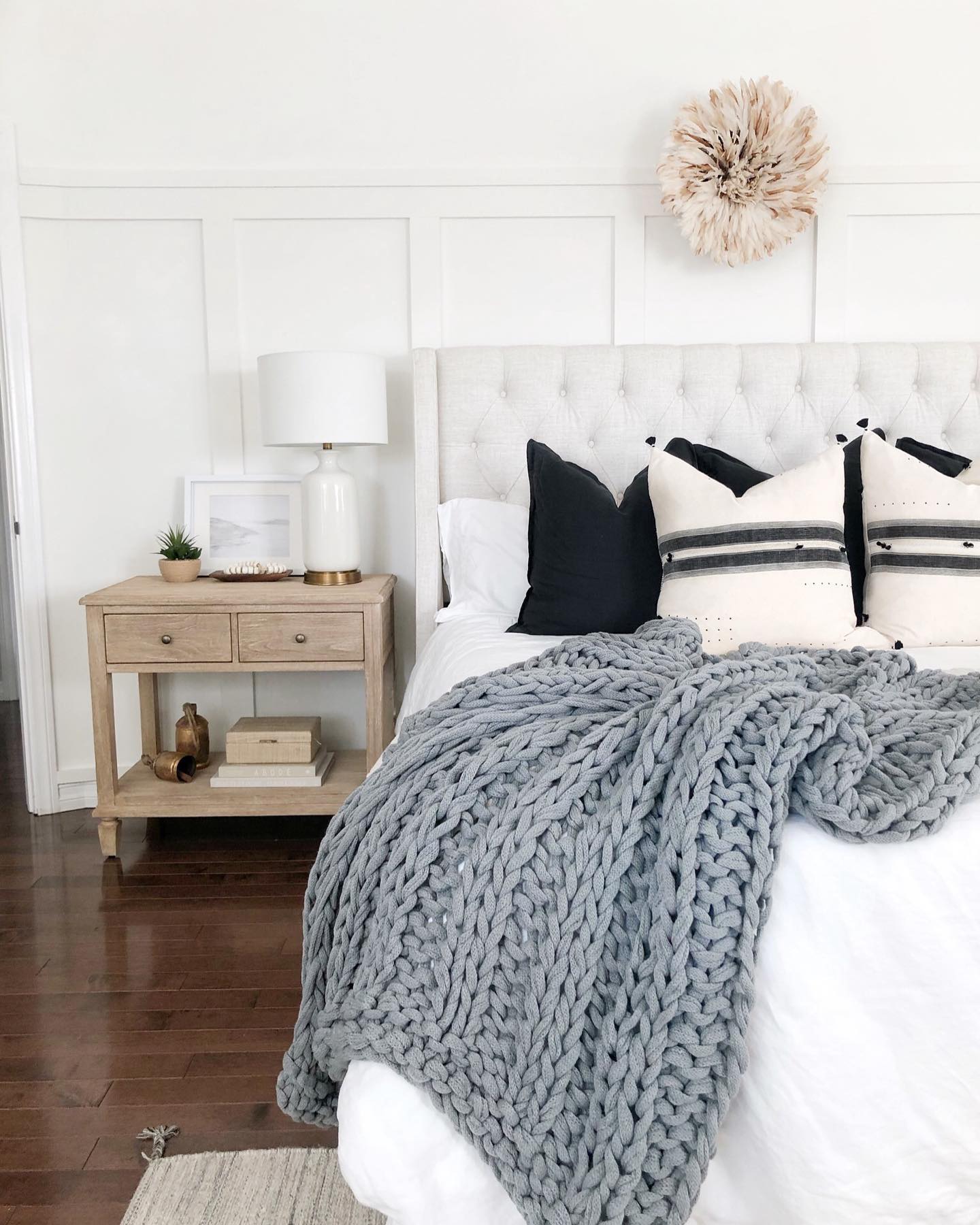 Chic farmhouse bedroom Instagram Post