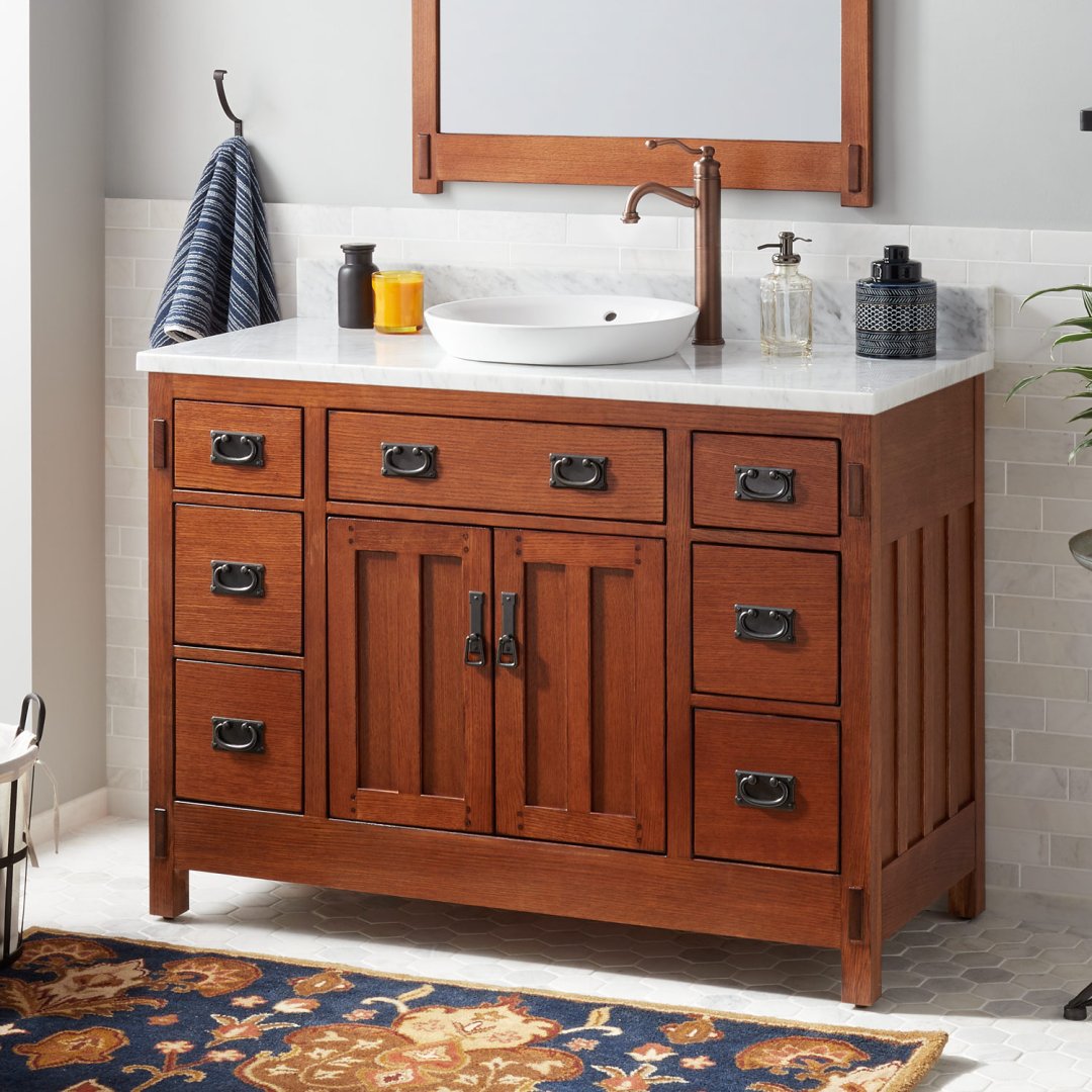 48 American Craftsman Vanity For Semi Recessed Sink Autumn Wheat 6081