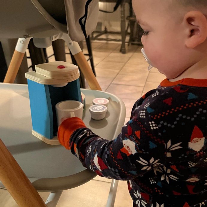 user image by @momneedsespresso, Melissa &#38; Doug 11-Piece Brew and Serve Wooden Coffee Maker Set - Play Kitchen Accessories
