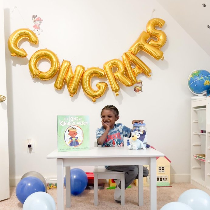 user image by @thefabparisjb, &#34;Congrats&#34; Script Foil Balloon Banner Gold - Spritz&#8482;
