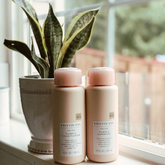 user image by @dulcedelightful, Kristin Ess The One Purple Conditioner Toning for Blonde Hair, Neutralizes Brass and Sulfate Free - 10 fl oz